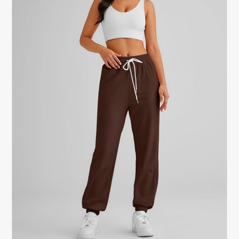 🤎NWT Automet Cinch Bottom Sweatpants Athletic Lounge Joggers w/Pockets Brown SM